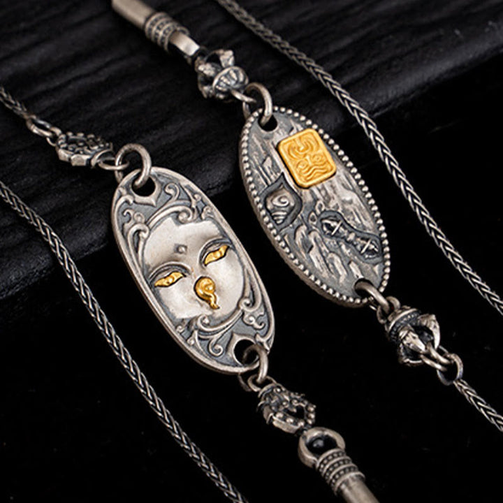 Buddha Stones 925 Sterling Silver Tibetan Zakiram Goddess of Wealth Bodhisattva Tara Om Mani Padme Hum Protection Metal Chain Necklace - image 10