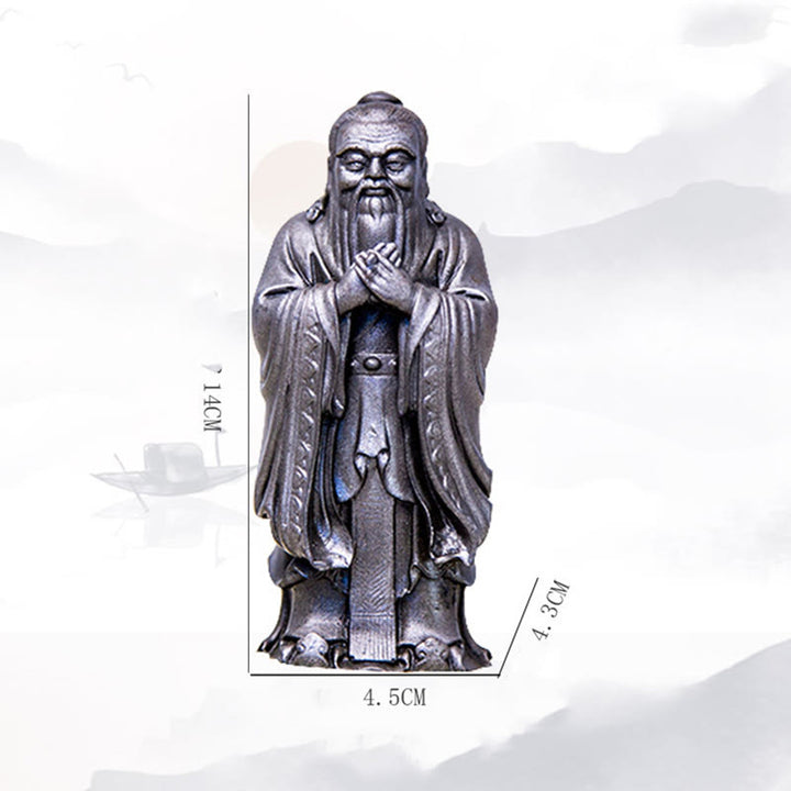 Buddha Stones Handmade Confucius Iron Powder Rust Cast Resin Statue Home Decoration