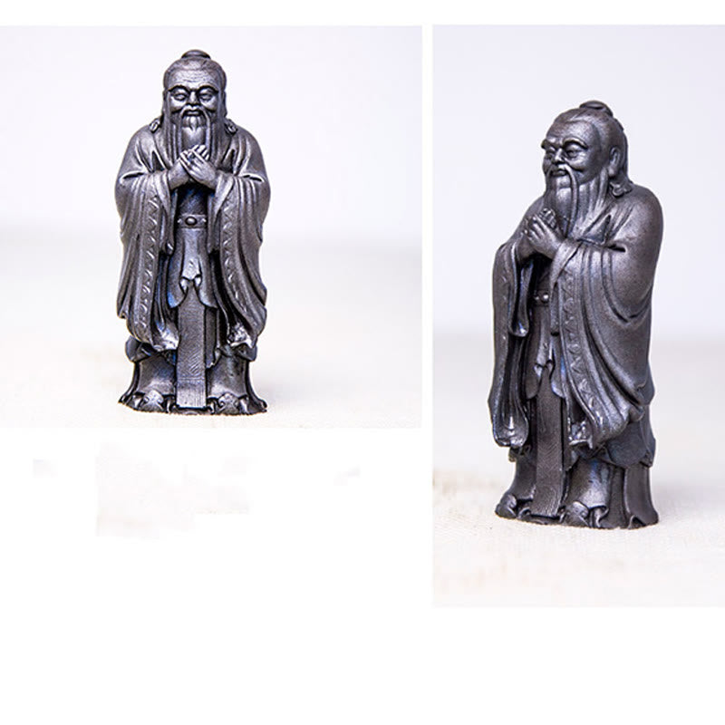 Buddha Stones Handmade Confucius Iron Powder Rust Cast Resin Statue Home Decoration - image 27