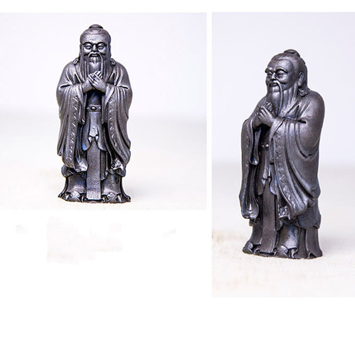 Buddha Stones Handmade Confucius Iron Powder Rust Cast Resin Statue Home Decoration - image 27