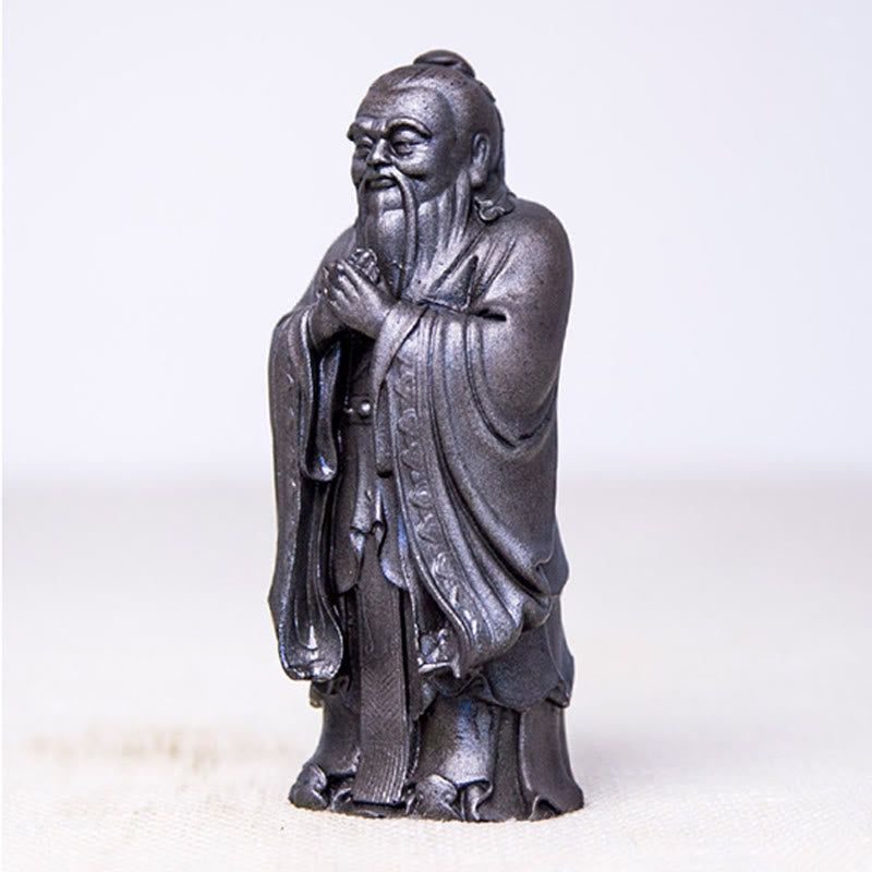 Buddha Stones Handmade Confucius Iron Powder Rust Cast Resin Statue Home Decoration - image 17