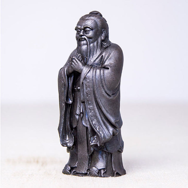 Buddha Stones Handmade Confucius Iron Powder Rust Cast Resin Statue Home Decoration