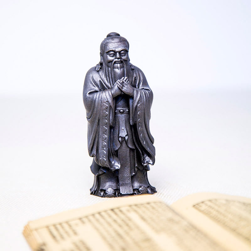 Buddha Stones Handmade Confucius Iron Powder Rust Cast Resin Statue Home Decoration - image 26