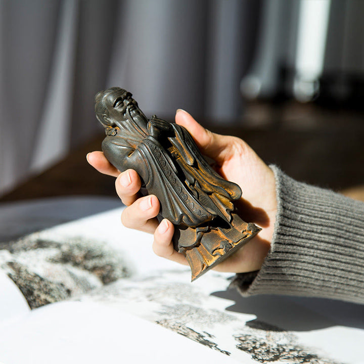 Buddha Stones Handmade Confucius Iron Powder Rust Cast Resin Statue Home Decoration - image 3