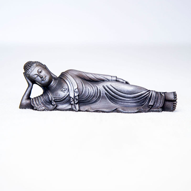 Buddha Stones Reclining Buddha Shakyamuni Iron Powder Rust Cast Resin Statue Home Decoration