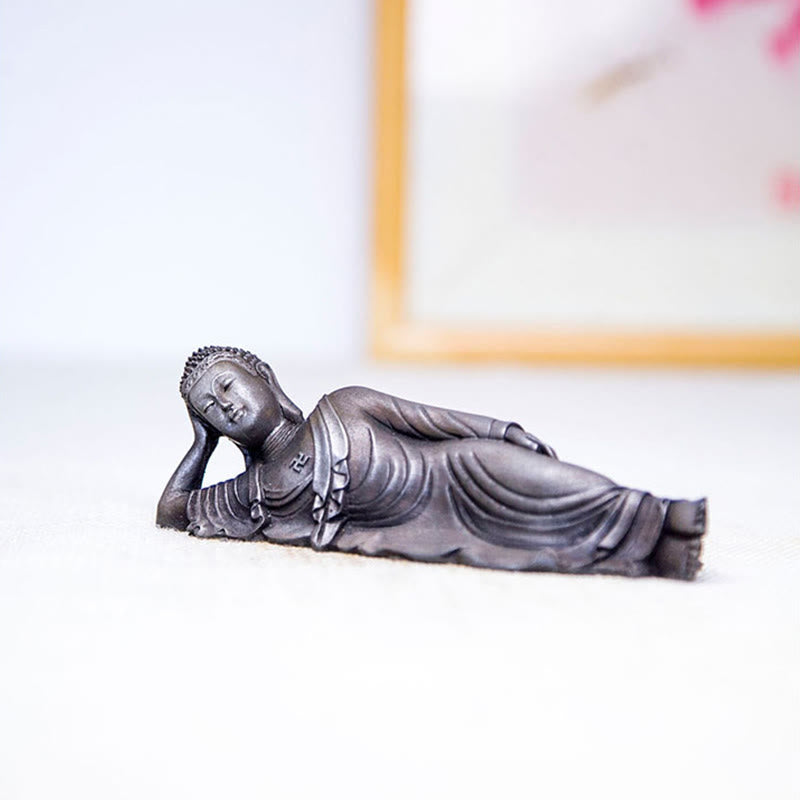 Buddha Stones Reclining Buddha Shakyamuni Iron Powder Rust Cast Resin Statue Home Decoration - image 21
