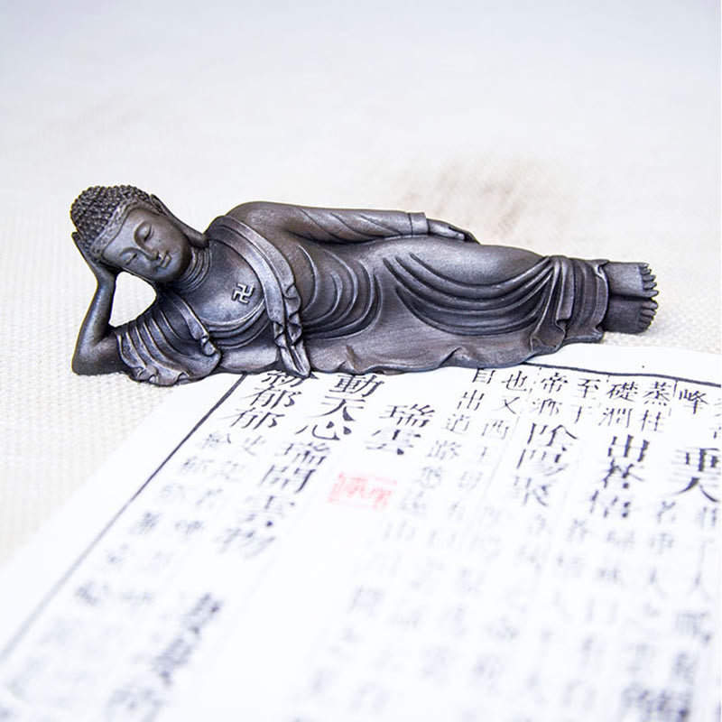 Buddha Stones Reclining Buddha Shakyamuni Iron Powder Rust Cast Resin Statue Home Decoration - image 23