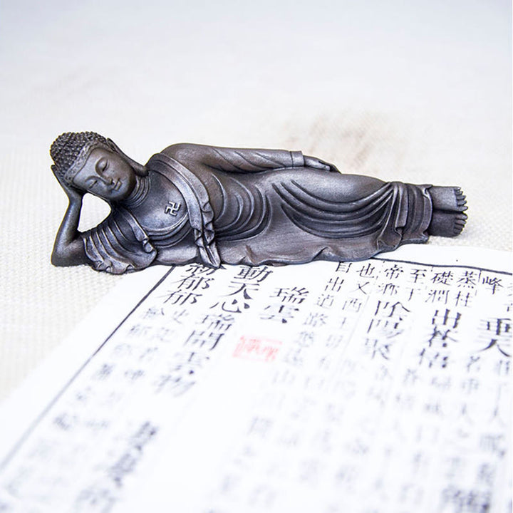 Buddha Stones Reclining Buddha Shakyamuni Iron Powder Rust Cast Resin Statue Home Decoration - image 23