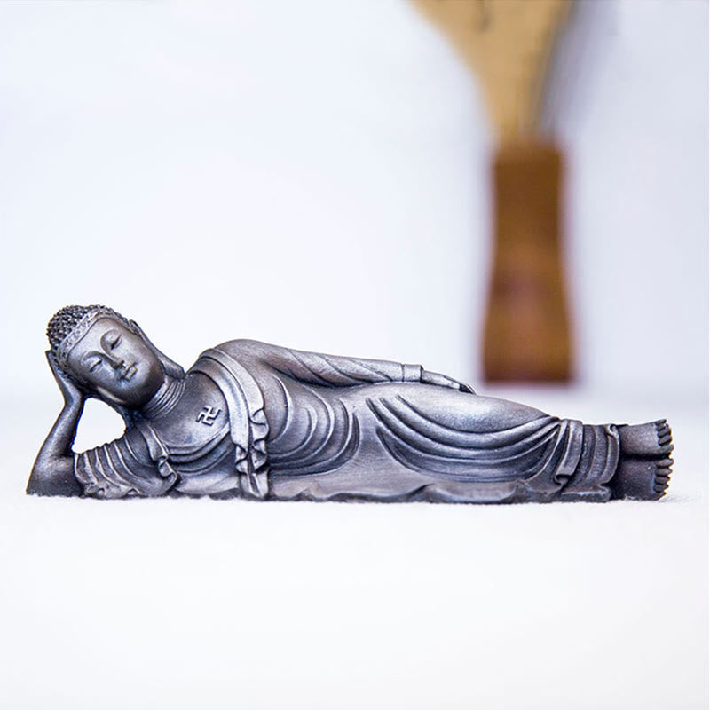 Buddha Stones Reclining Buddha Shakyamuni Iron Powder Rust Cast Resin Statue Home Decoration - image 27