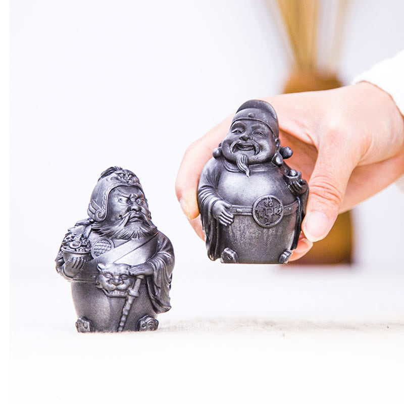 Buddha Stones Handmade Literary Military God of Wealth Iron Powder Rust Cast Resin Statue Home Decoration - image 23