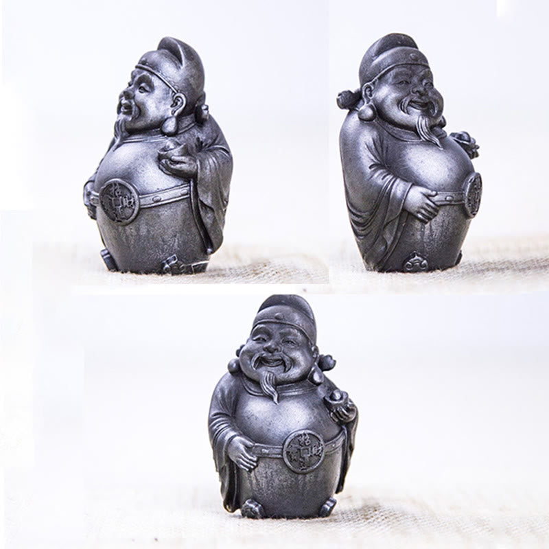 Buddha Stones Handmade Literary Military God of Wealth Iron Powder Rust Cast Resin Statue Home Decoration