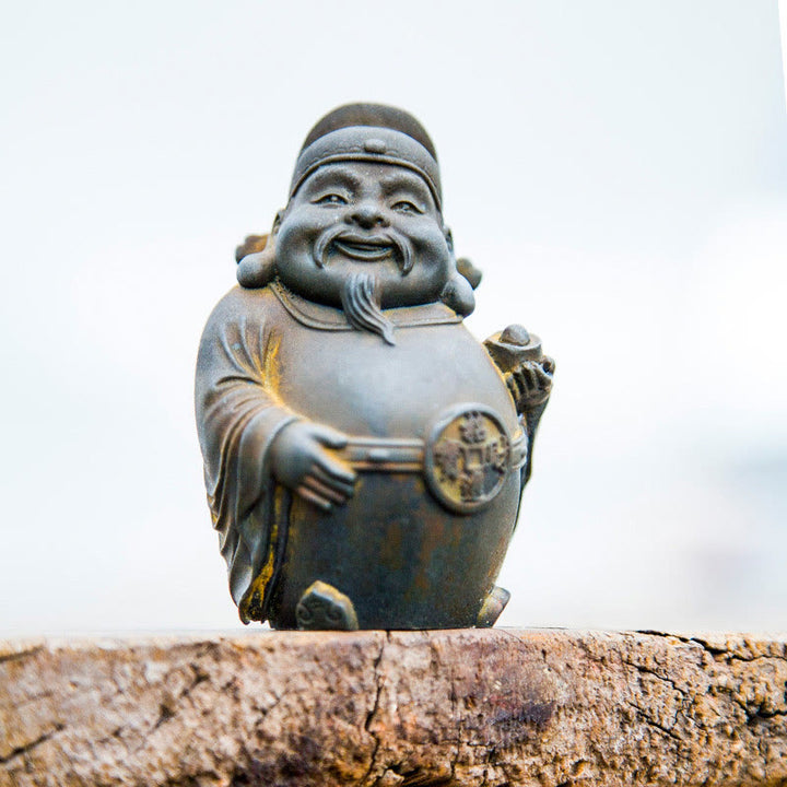 Buddha Stones Handmade Literary Military God of Wealth Iron Powder Rust Cast Resin Statue Home Decoration - image 3