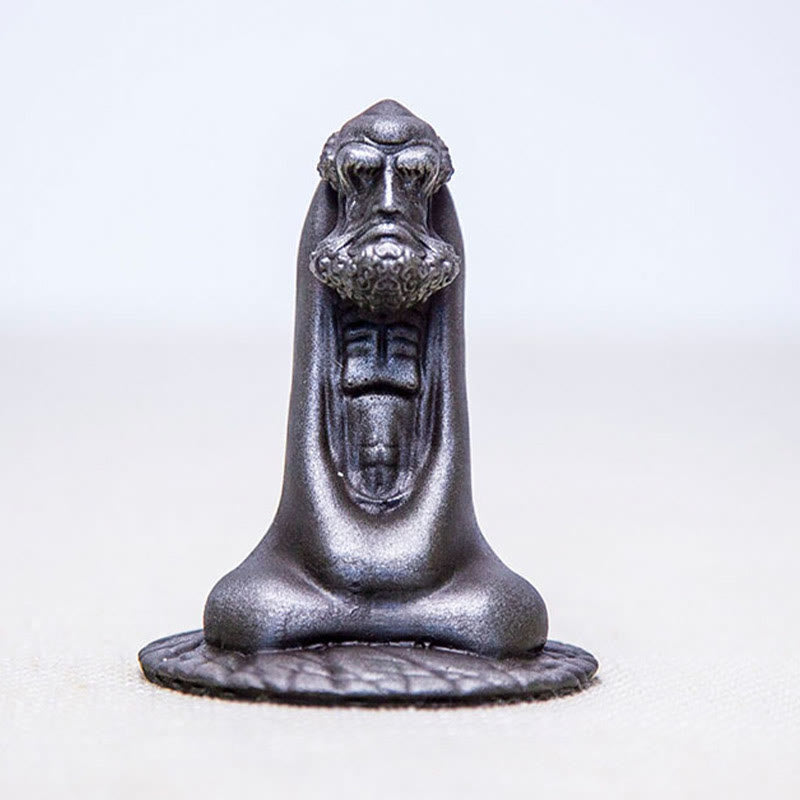 Buddha Stones Handmade Bodhidharma Iron Powder Rust Cast Resin Statue Home Decoration - image 25