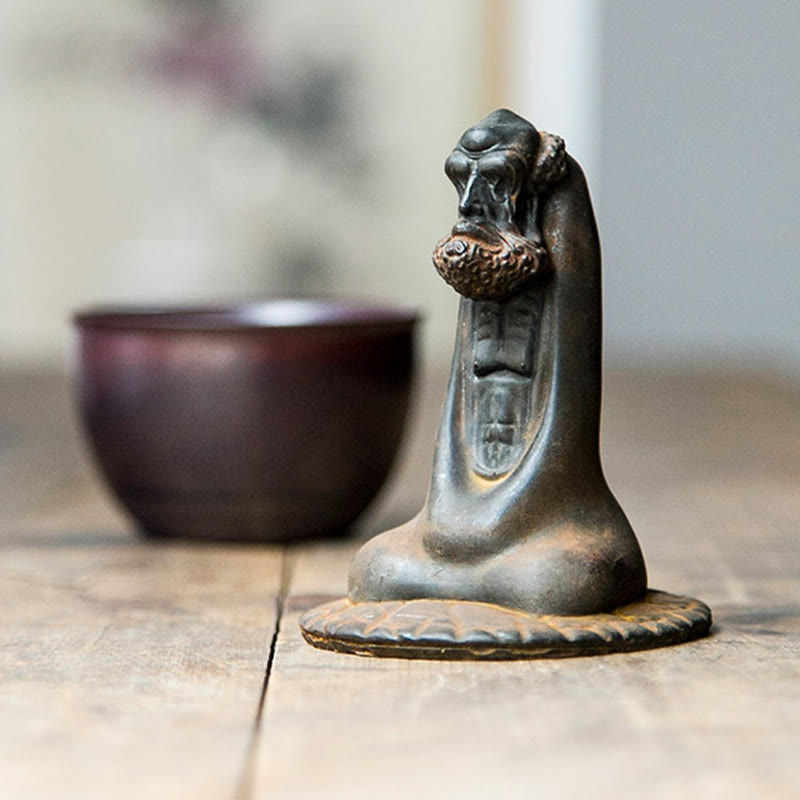 Buddha Stones Handmade Bodhidharma Iron Powder Rust Cast Resin Statue Home Decoration - image 3