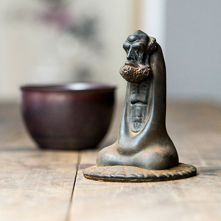 Buddha Stones Handmade Bodhidharma Iron Powder Rust Cast Resin Statue Home Decoration - image 3