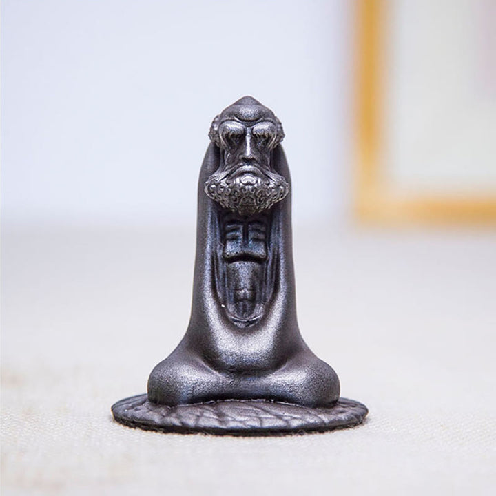 Buddha Stones Handmade Bodhidharma Iron Powder Rust Cast Resin Statue Home Decoration - image 22