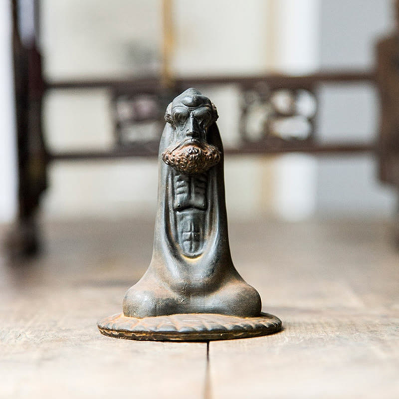 Buddha Stones Handmade Bodhidharma Iron Powder Rust Cast Resin Statue Home Decoration - image 9
