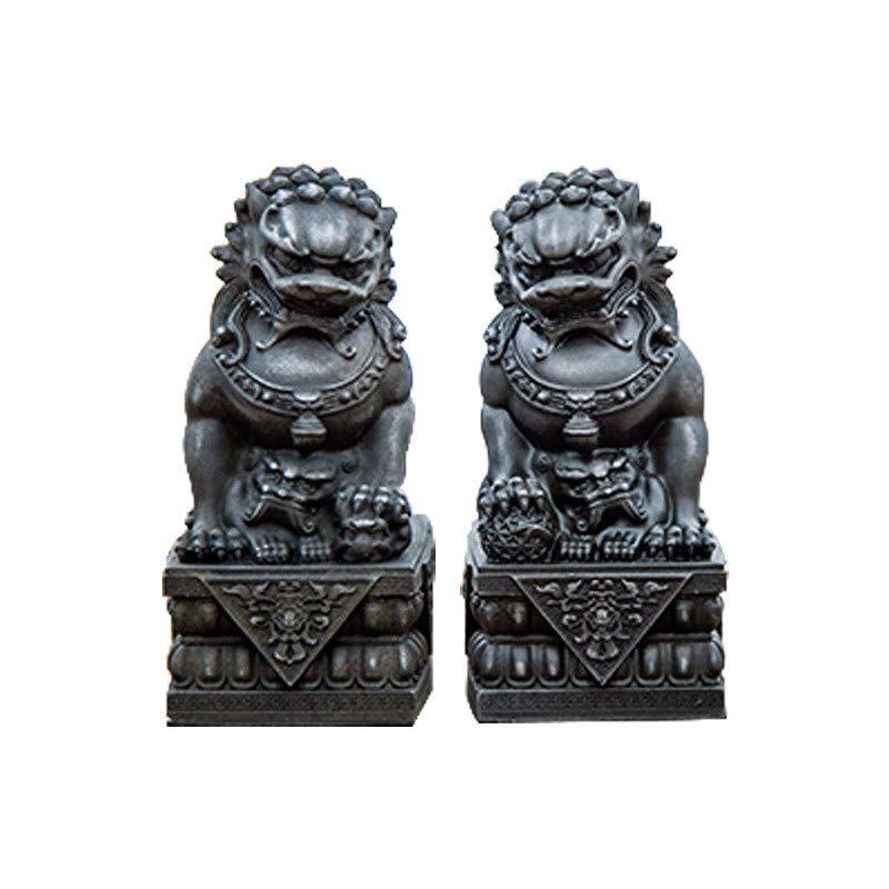 Buddha Stones Handmade Lion Fu Foo Dogs Iron Powder Rust Cast Resin Statue Ward Off Evil Protection Home Decoration