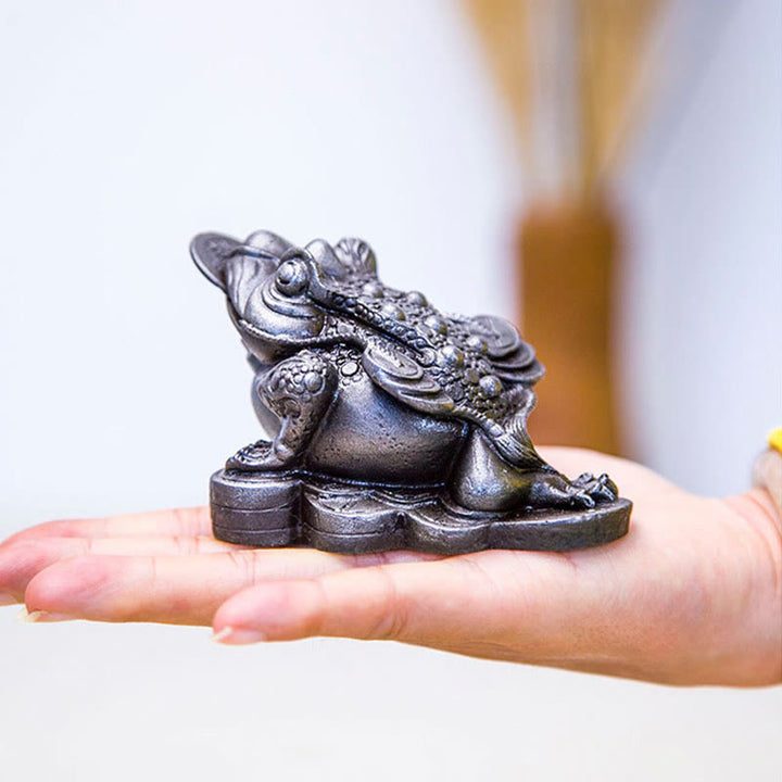Buddha Stones Handmade Feng Shui Frog Toad Copper Coins Iron Powder Rust Cast Resin Statue Home Decoration - image 25