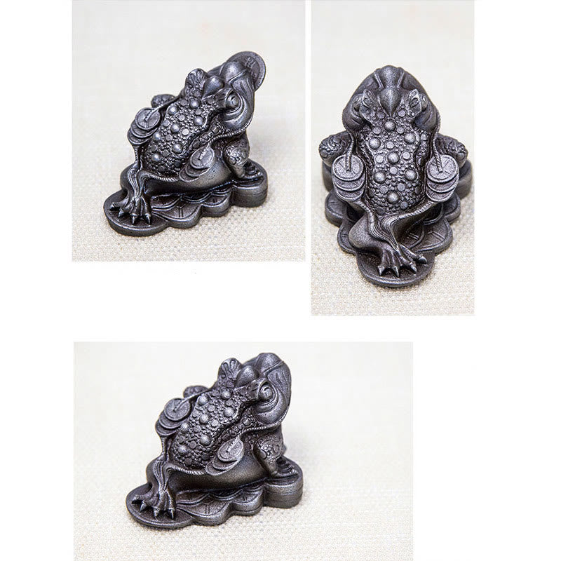 Buddha Stones Handmade Feng Shui Frog Toad Copper Coins Iron Powder Rust Cast Resin Statue Home Decoration