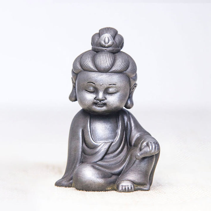 Buddha Stones Handmade Ksitigarbha Kwan Yin Guanyin Avalokitesvara Tathagata Iron Powder Rust Cast Resin Statue Home Decoration - Polished Version - Avalokitesvara 12.5*8.3*6.5cm - image 24
