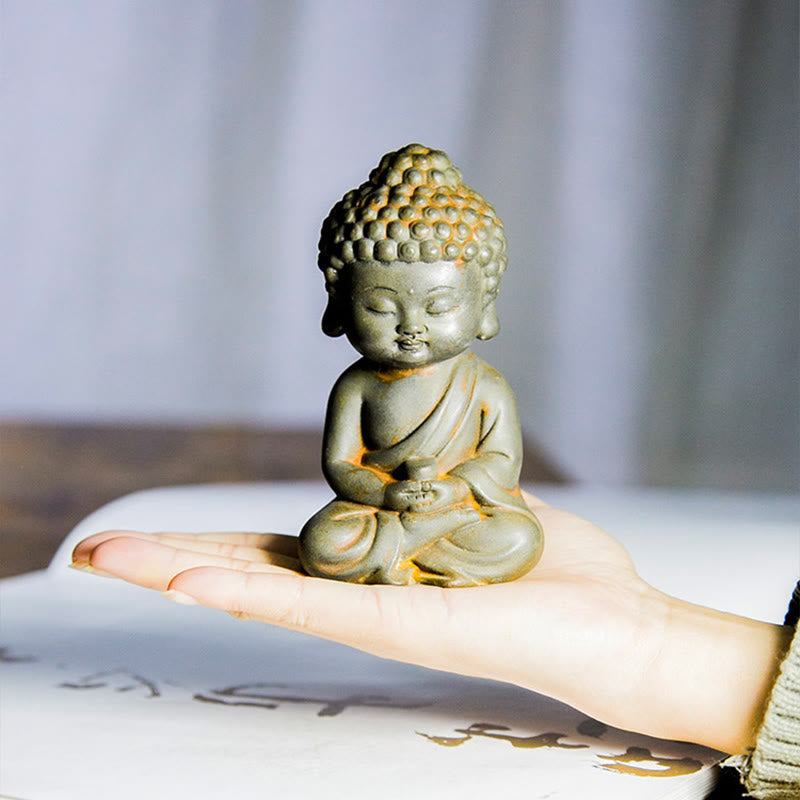 Buddha Stones Handmade Ksitigarbha Kwan Yin Guanyin Avalokitesvara Tathagata Iron Powder Rust Cast Resin Statue Home Decoration - image 13