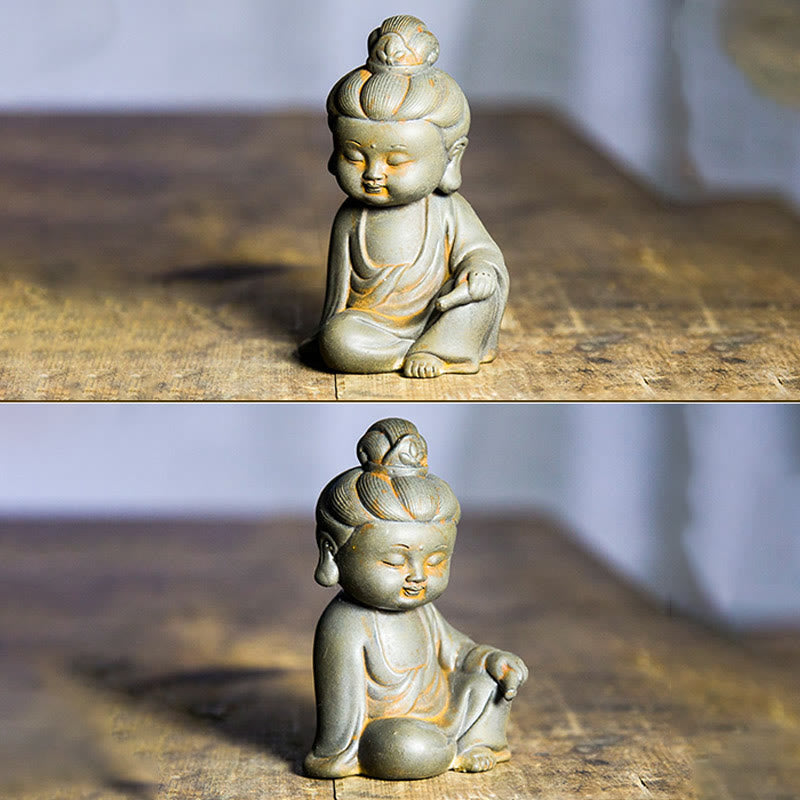 Buddha Stones Handmade Ksitigarbha Kwan Yin Guanyin Avalokitesvara Tathagata Iron Powder Rust Cast Resin Statue Home Decoration