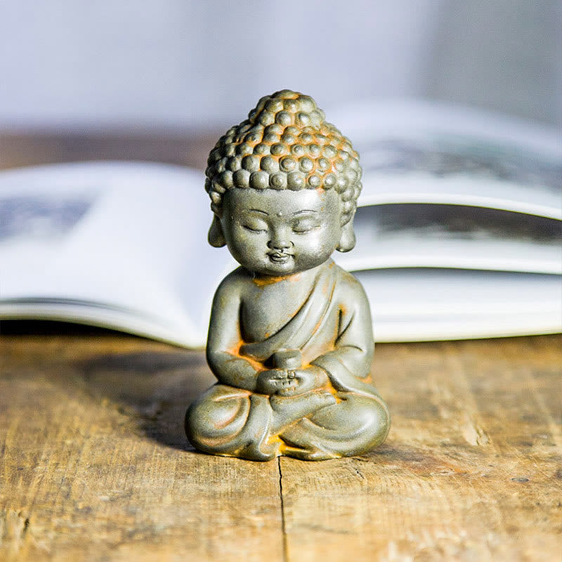 Buddha Stones Handmade Ksitigarbha Kwan Yin Guanyin Avalokitesvara Tathagata Iron Powder Rust Cast Resin Statue Home Decoration - image 16