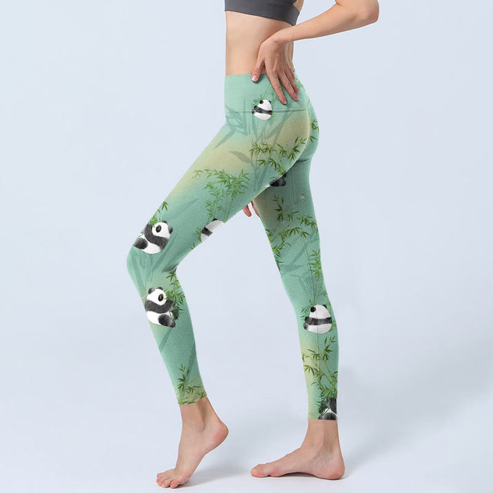 Buddha Stones Bamboo Panda Print Gym Leggings Women's Yoga Pants - image 2
