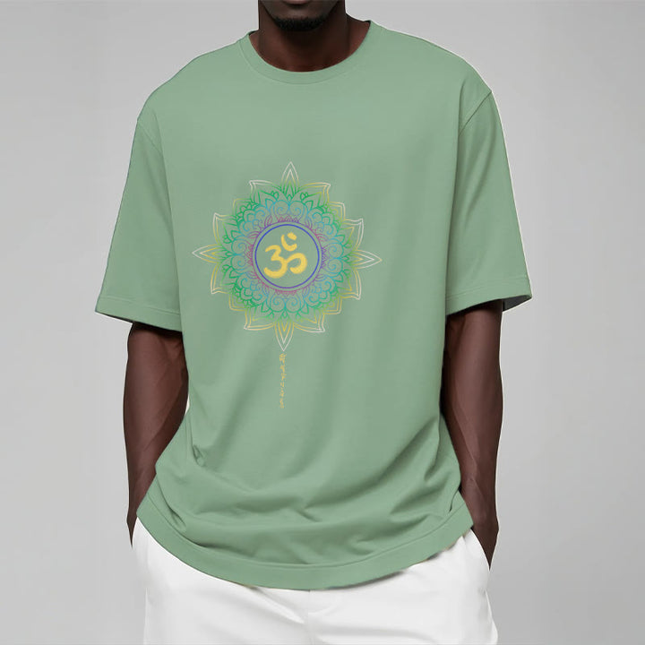 Buddha Stones OM Yellow Green Gradient Lotus Cotton Tee T-shirt - image 15