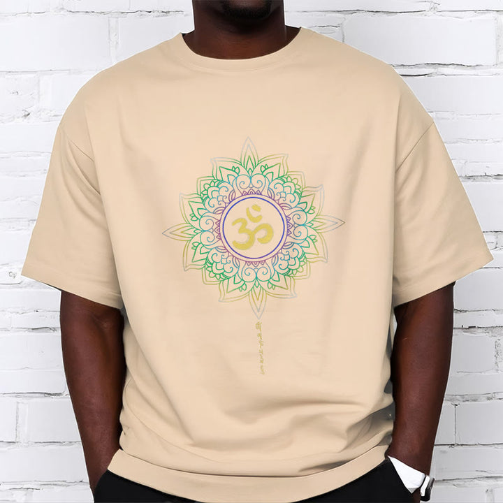 Buddha Stones OM Yellow Green Gradient Lotus Cotton Tee T-shirt - image 10