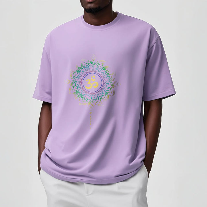 Buddha Stones OM Yellow Green Gradient Lotus Cotton Tee T-shirt - image 17