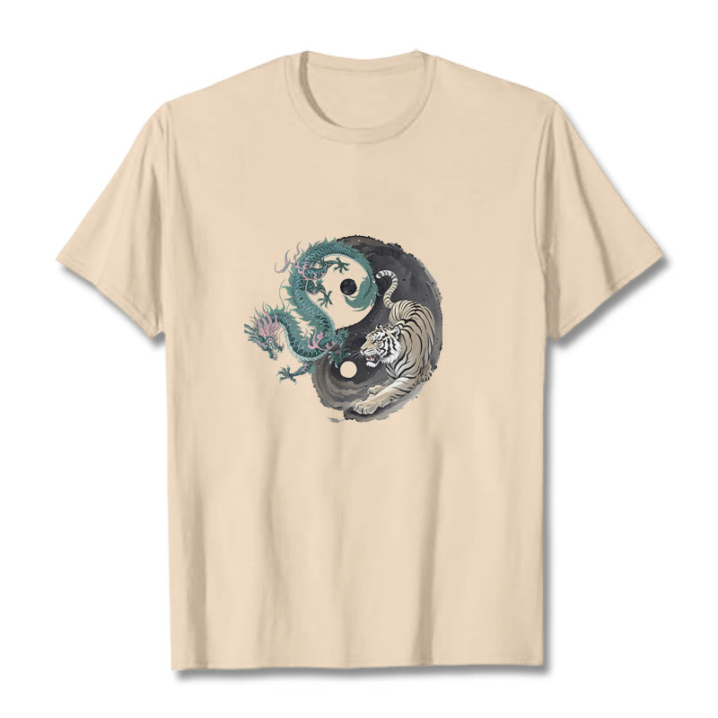 Buddha Stones Tiger Dragon Yin Yang Cotton Tee T-shirt - Bisque - 2XL - image 10