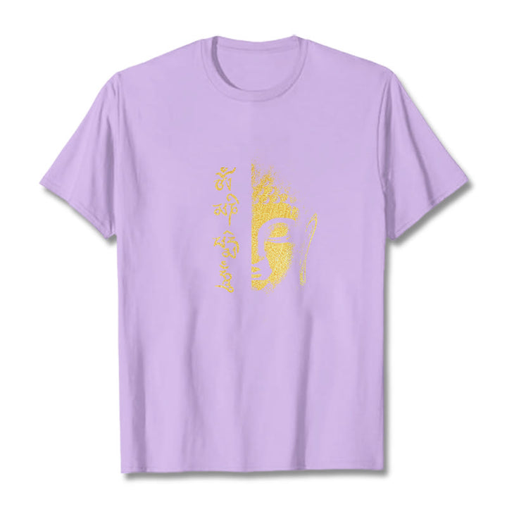 Buddha Stones Om Mani Padme Hum Golden Buddha Cotton Tee T-shirt - Plum - 2XL - image 16