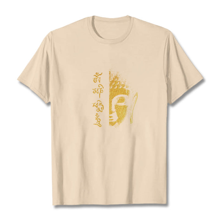 Buddha Stones Om Mani Padme Hum Golden Buddha Cotton Tee T-shirt