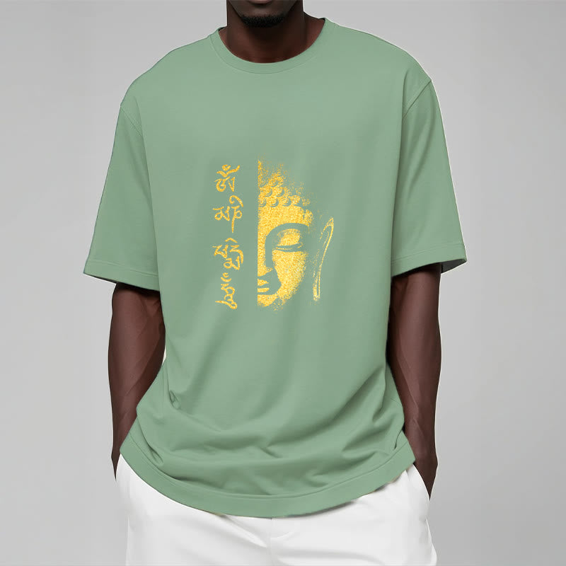 Buddha Stones Om Mani Padme Hum Golden Buddha Cotton Tee T-shirt