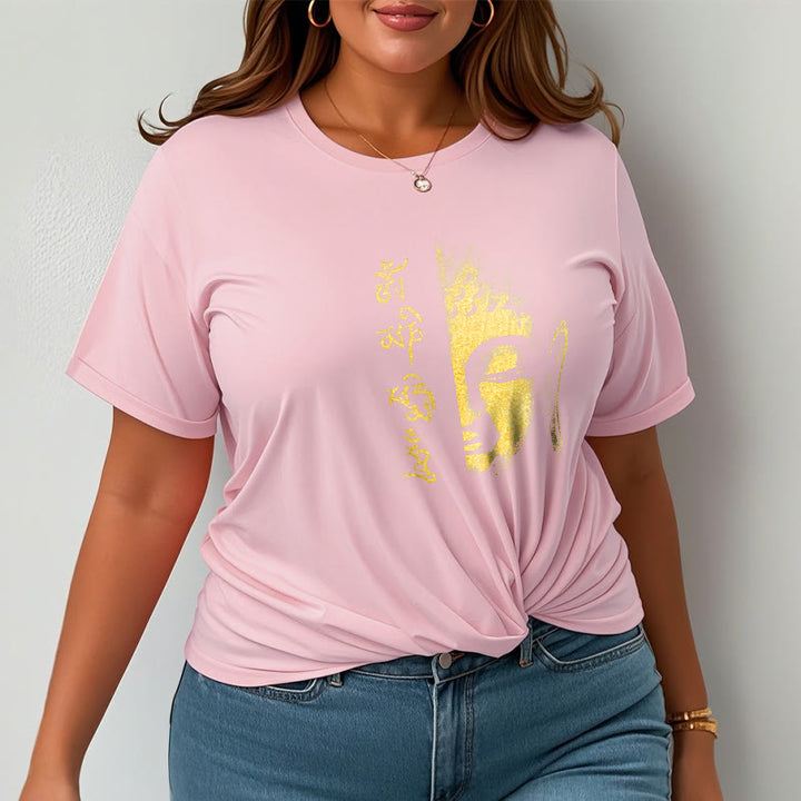 Buddha Stones Om Mani Padme Hum Golden Buddha Cotton Tee T-shirt - image 20
