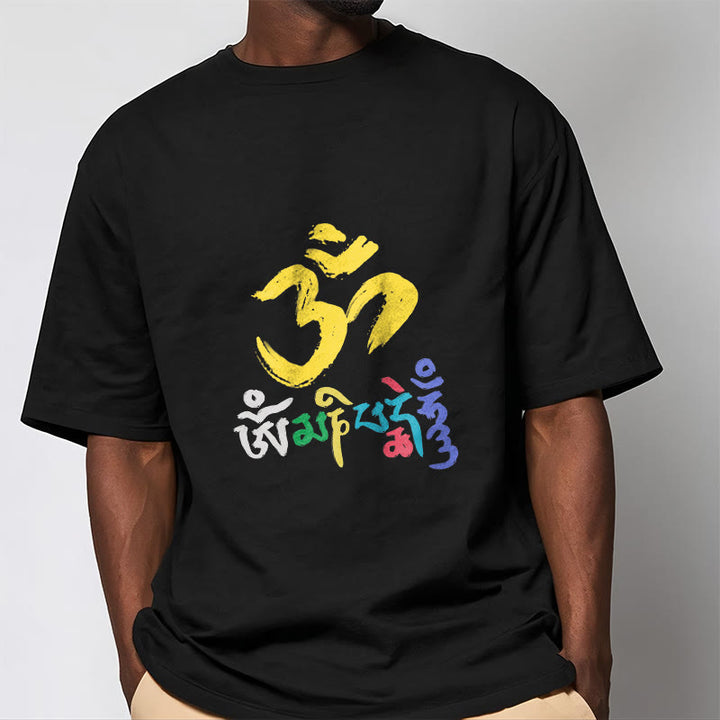 Buddha Stones Colorful Om Mani Padme Hum Cotton Tee T-shirt - image 4