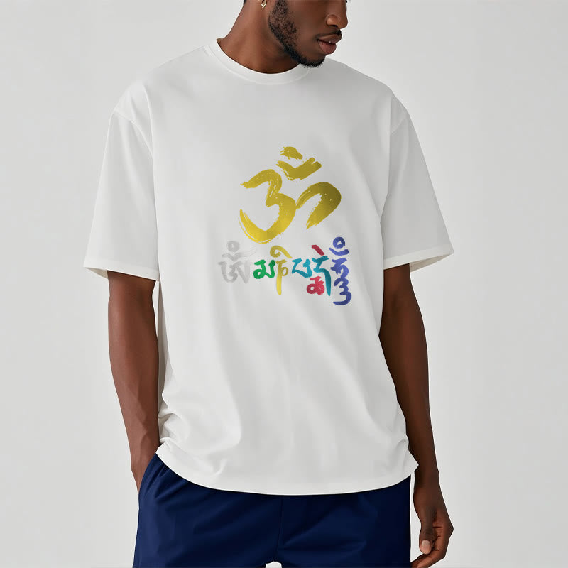 Buddha Stones Colorful Om Mani Padme Hum Cotton Tee T-shirt - image 13