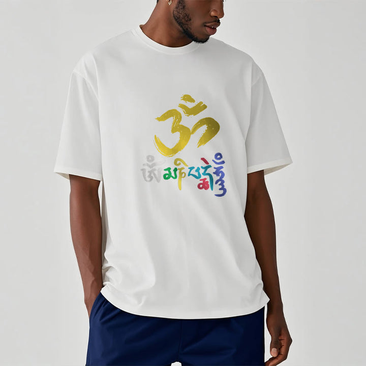 Buddha Stones Colorful Om Mani Padme Hum Cotton Tee T-shirt - image 13