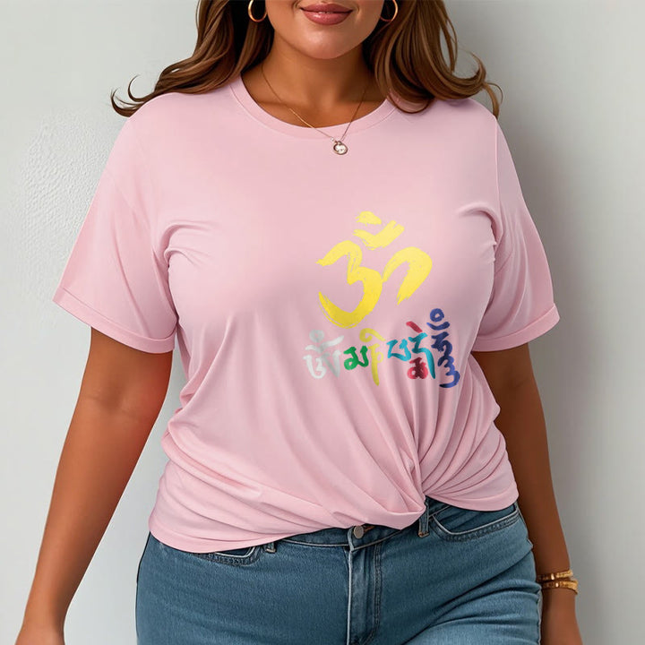 Buddha Stones Colorful Om Mani Padme Hum Cotton Tee T-shirt - image 20