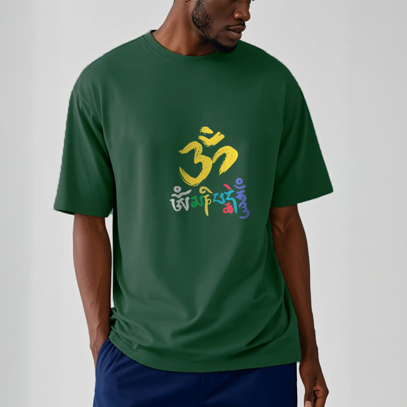 Buddha Stones Colorful Om Mani Padme Hum Cotton Tee T-shirt - image 7