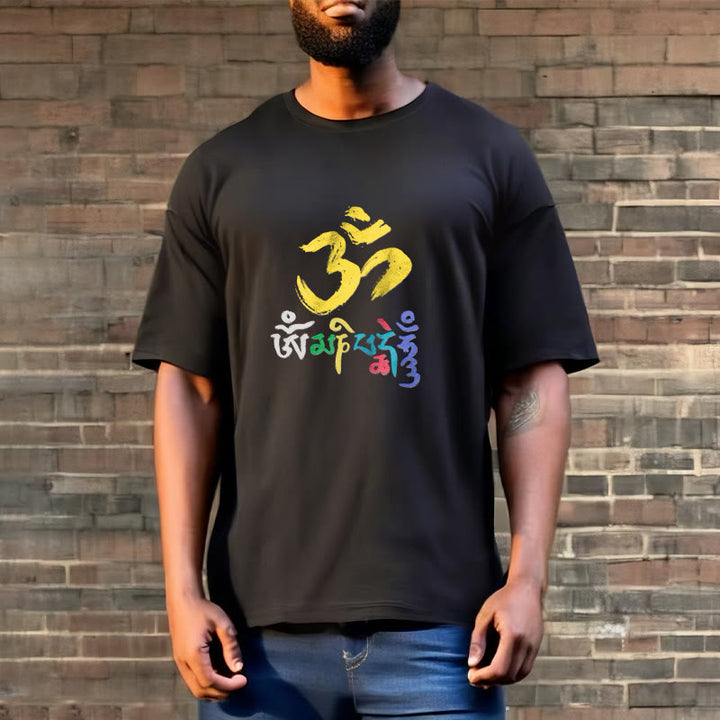 Buddha Stones Colorful Om Mani Padme Hum Cotton Tee T-shirt - image 3