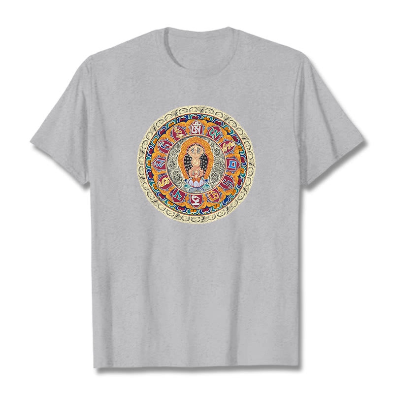 Buddha Stones Dorje Vajra Mandala Buddha Cotton Tee T-shirt - LightGrey - 2XL - image 18
