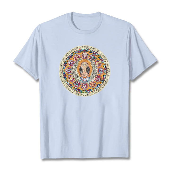 Buddha Stones Dorje Vajra Mandala Buddha Cotton Tee T-shirt - LightCyan - 2XL - image 10