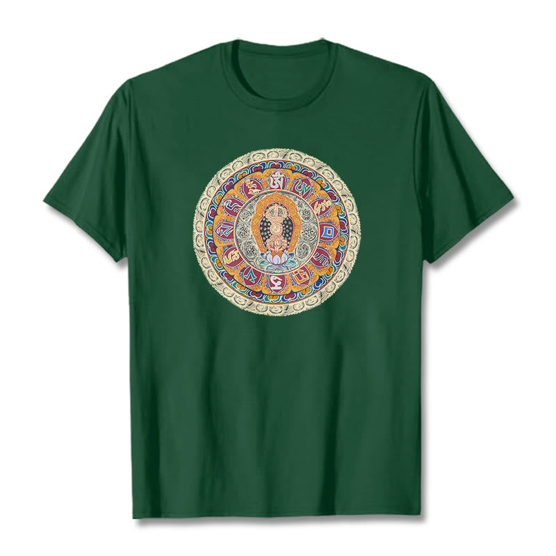 Buddha Stones Dorje Vajra Mandala Buddha Cotton Tee T-shirt - ForestGreen - 2XL - image 8