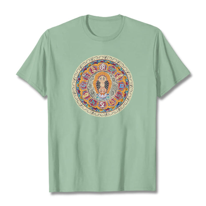Buddha Stones Dorje Vajra Mandala Buddha Cotton Tee T-shirt - PaleGreen - 2XL - image 14