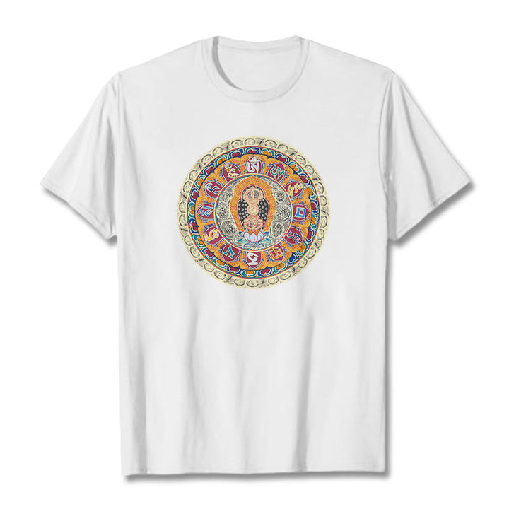 Buddha Stones Dorje Vajra Mandala Buddha Cotton Tee T-shirt - White - 2XL - image 11