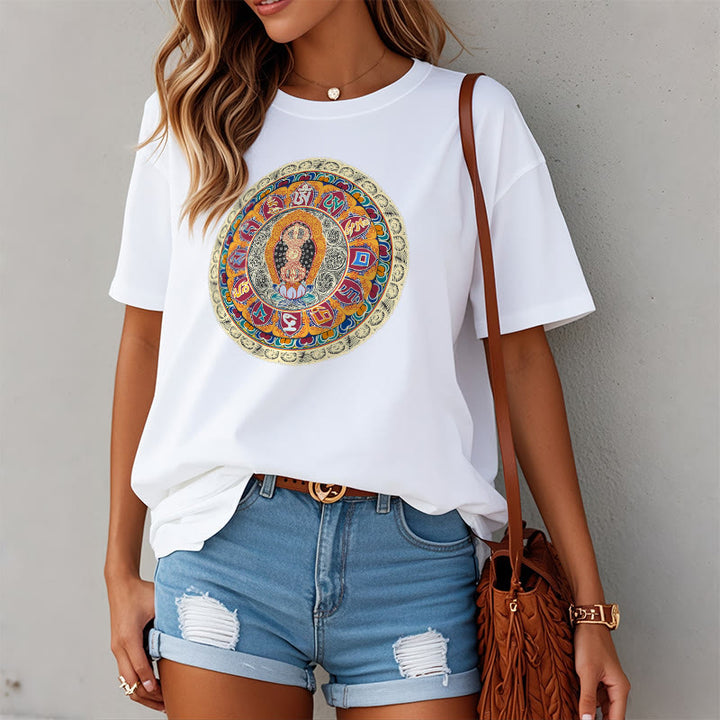 Buddha Stones Dorje Vajra Mandala Buddha Cotton Tee T-shirt