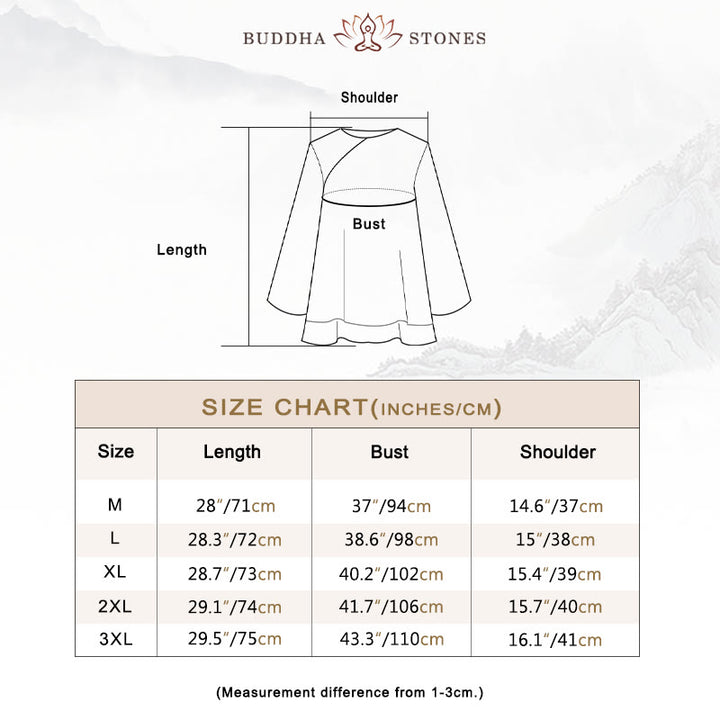 Buddha Stones 2Pcs Three Quarter Sleeve Long Sleeve Shirt Wide Leg Pants Meditation Cotton Linen Clothing Women's Set - image 4